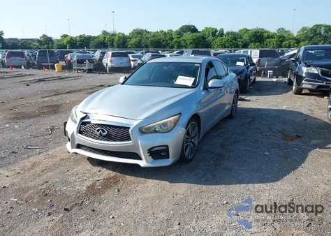2014 Infiniti Q50 Hybrid Sport z USA, uszkodzony, nr VIN JN1AV7AP4EM690347